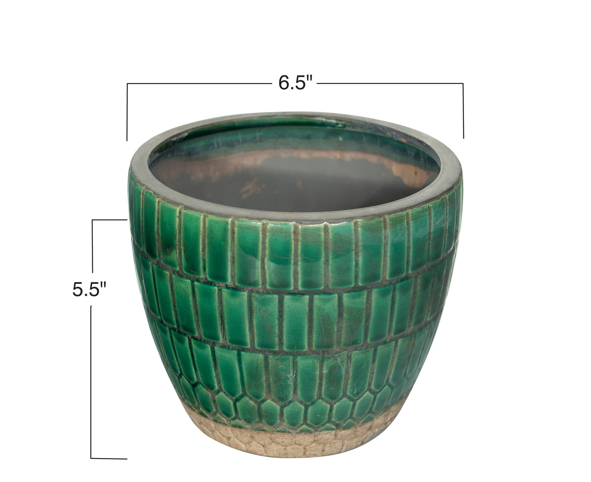Hello Honey® Distressed Green Tile Terracotta Planter
